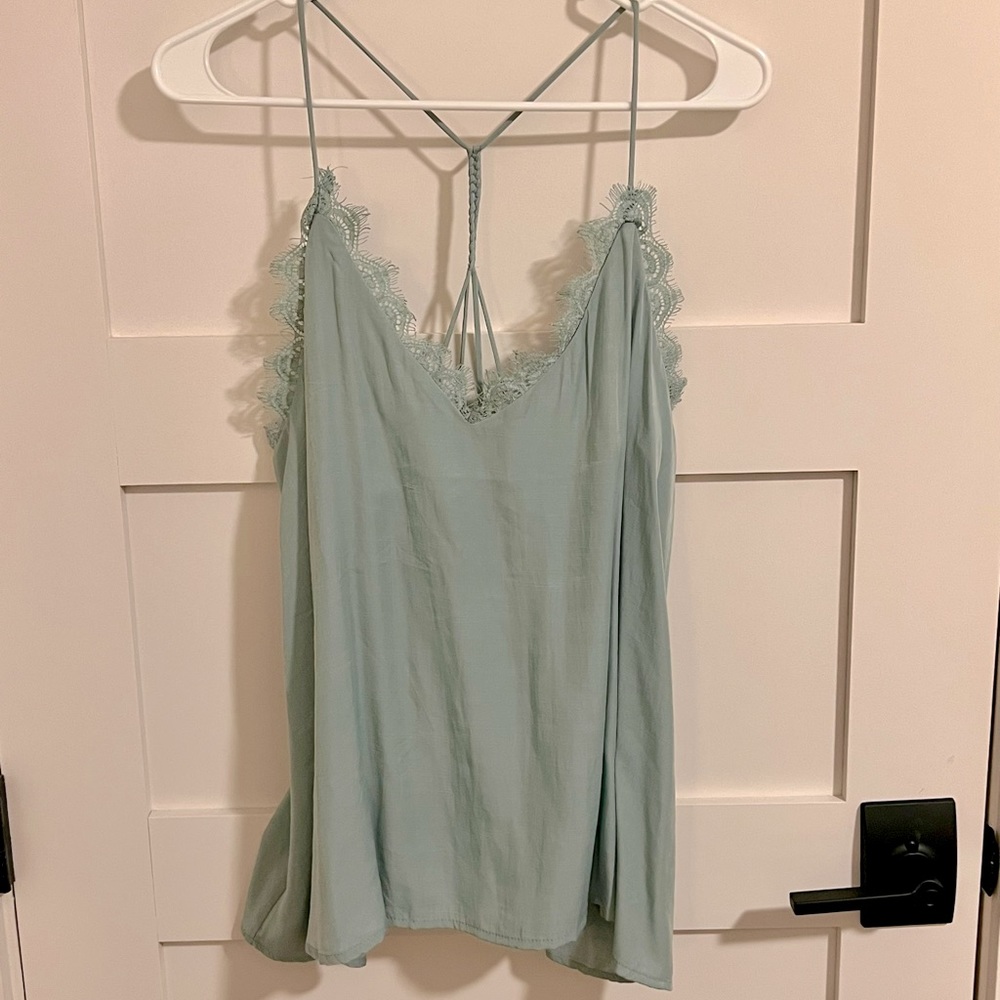 Mustard Seed Green Lace Strappy Tank size L